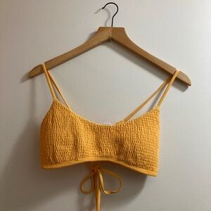Hollister Yellow Bikini Top Smocked Ribbed Swim Top